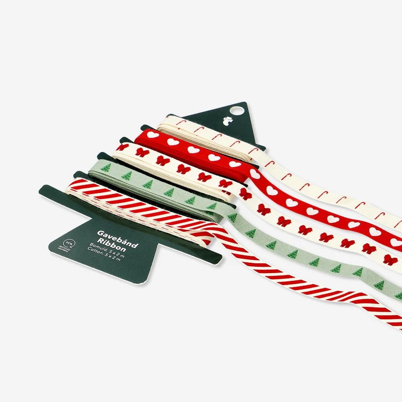 Set of cotton ribbon with Christmas print - 5 pcs