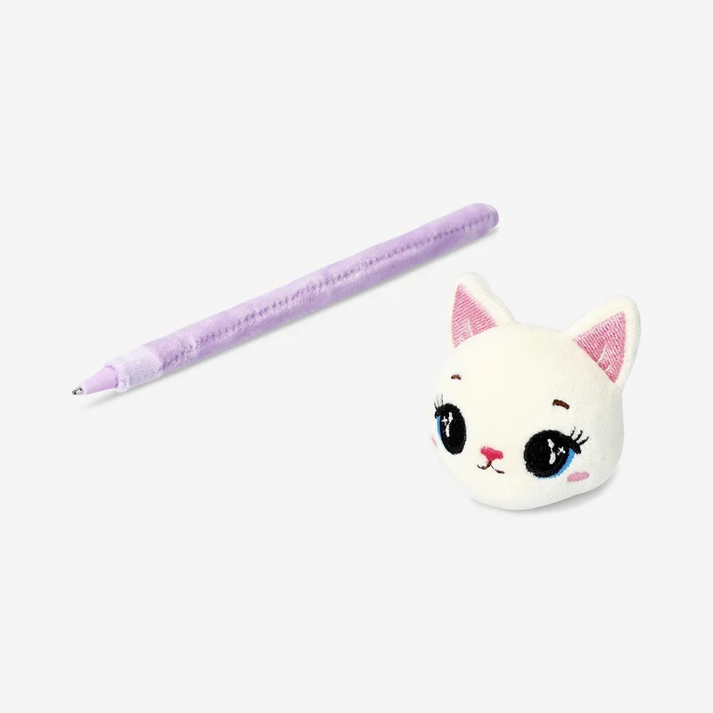 Ballpoint pen with plush cat topper - Black ink