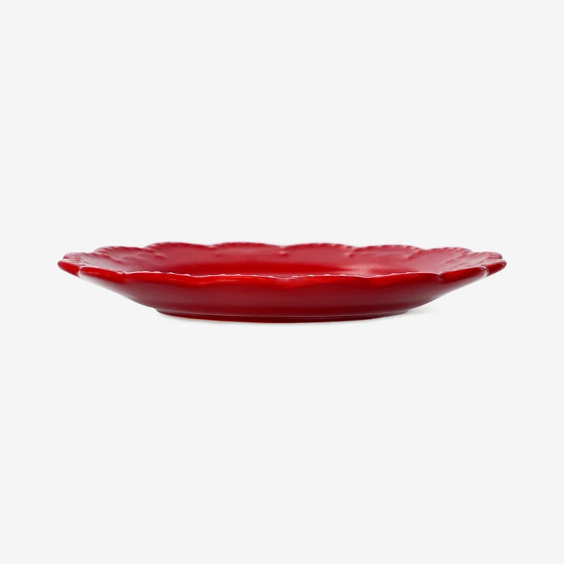 Red plate with embossed bow - 15 cm