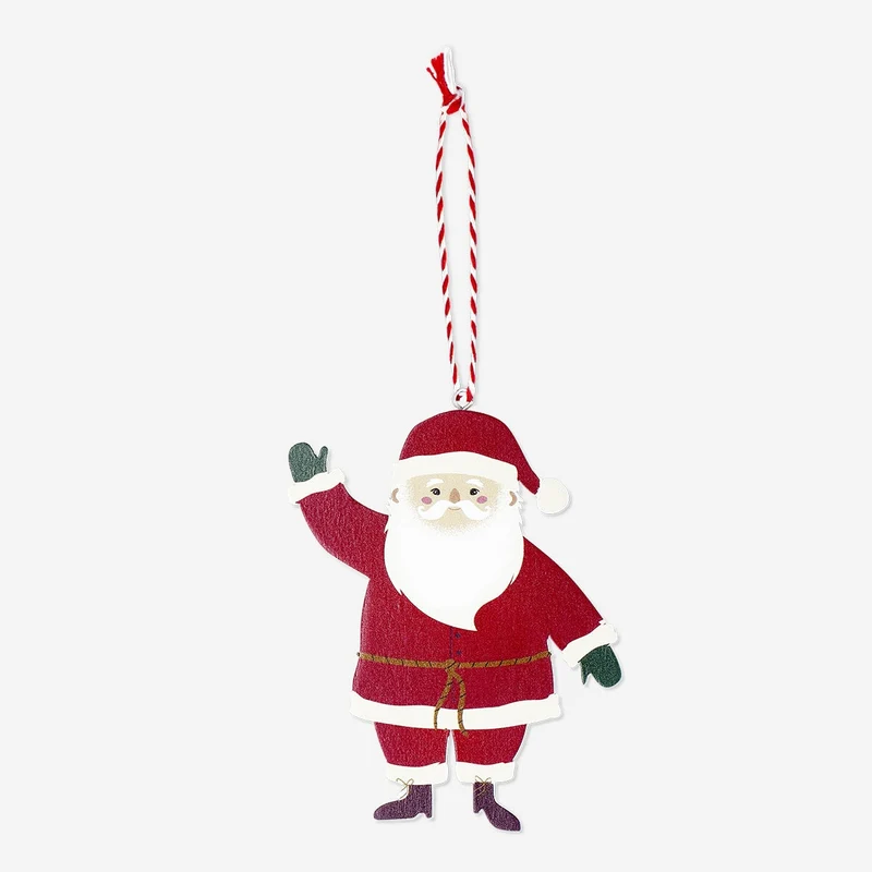 Hanging wooden Santa ornament