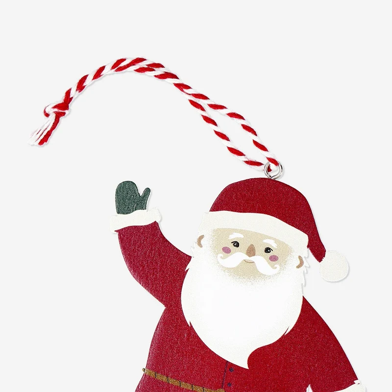 Hanging wooden Santa ornament