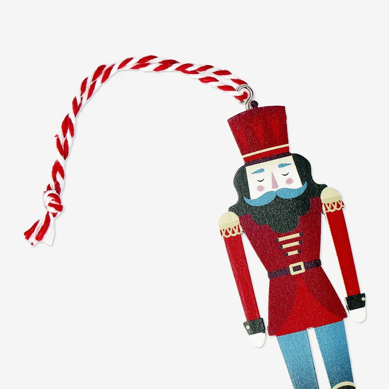 Hanging wooden nutcracker ornament