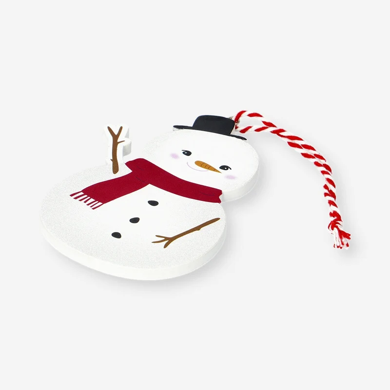 Hanging wooden snowman ornament
