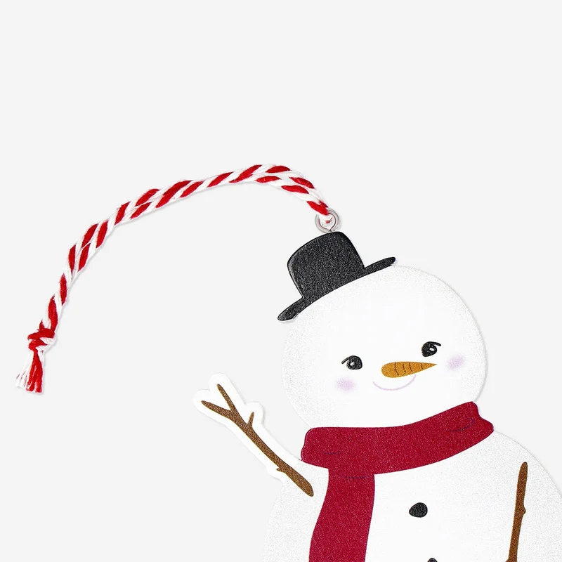 Hanging wooden snowman ornament