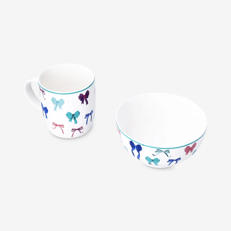 Breakfast set with bow print - 2 pcs