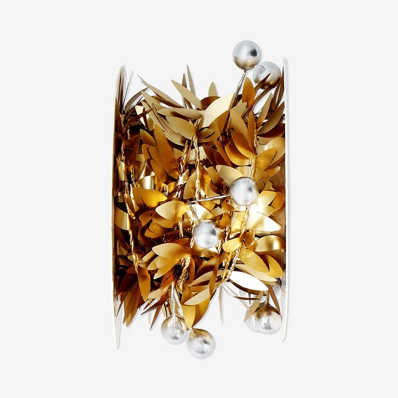 Gold holly garland - 3 m