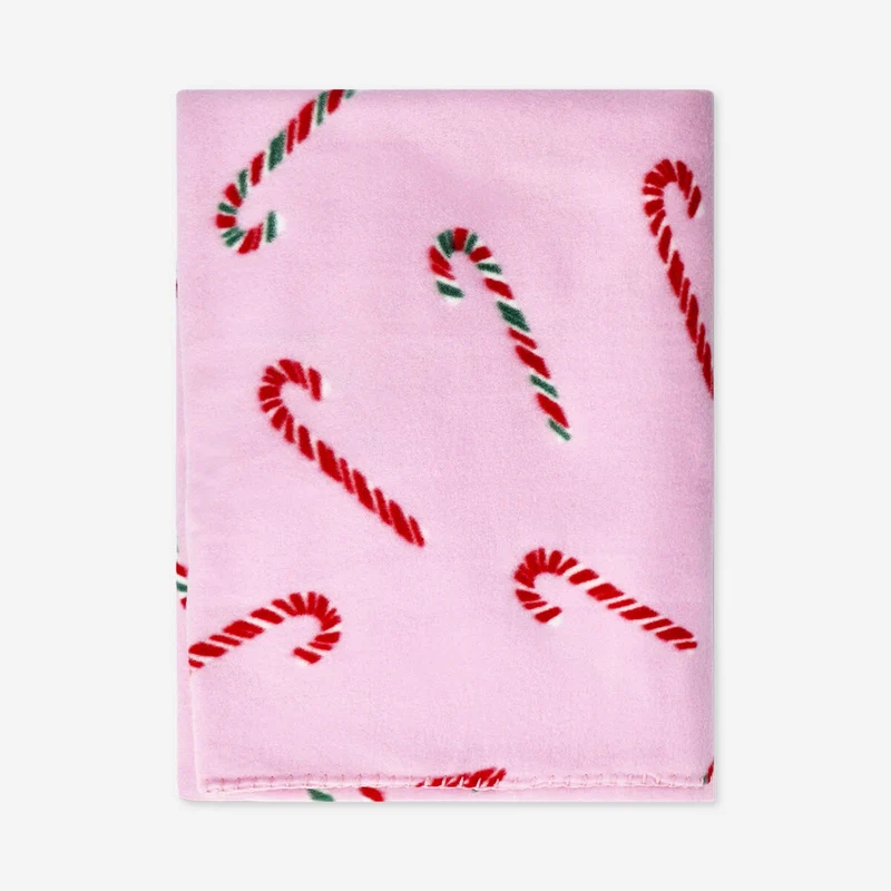 Fleece blanket with candy cane print - 180x130 cm