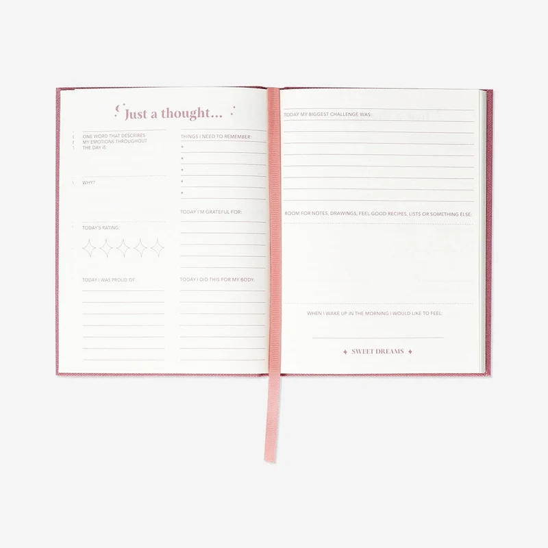 Bedtime diary with linen cover - English