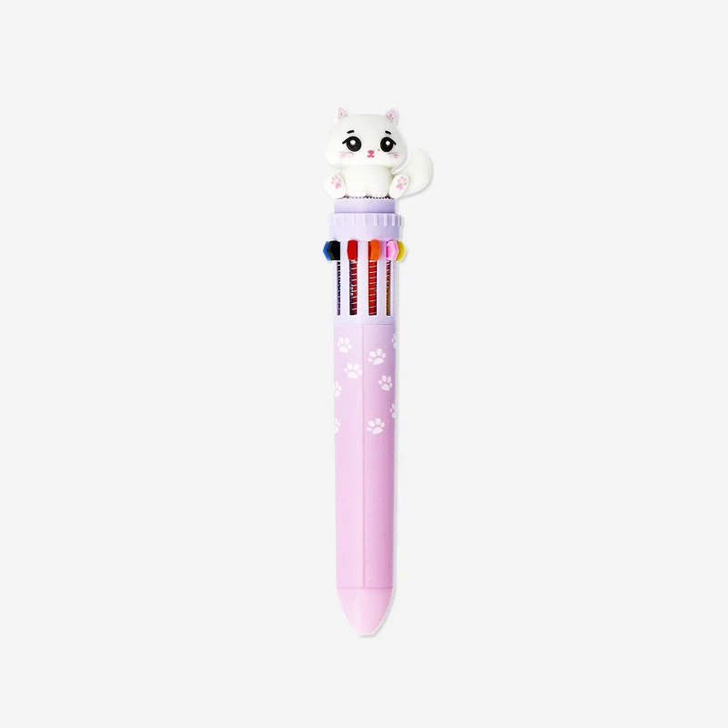 Multi-coloured ballpoint pen with cat topper