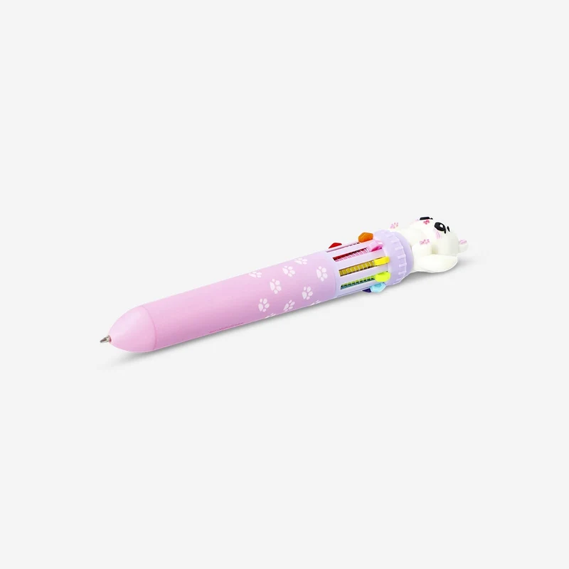 Multi-coloured ballpoint pen with cat topper