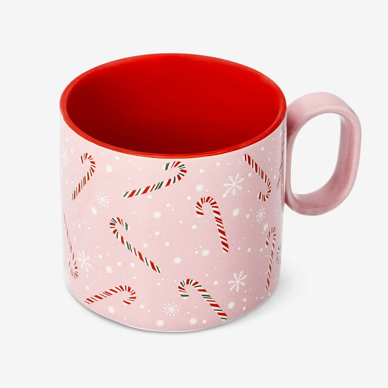 Pink mug with candy canes - 300 ml