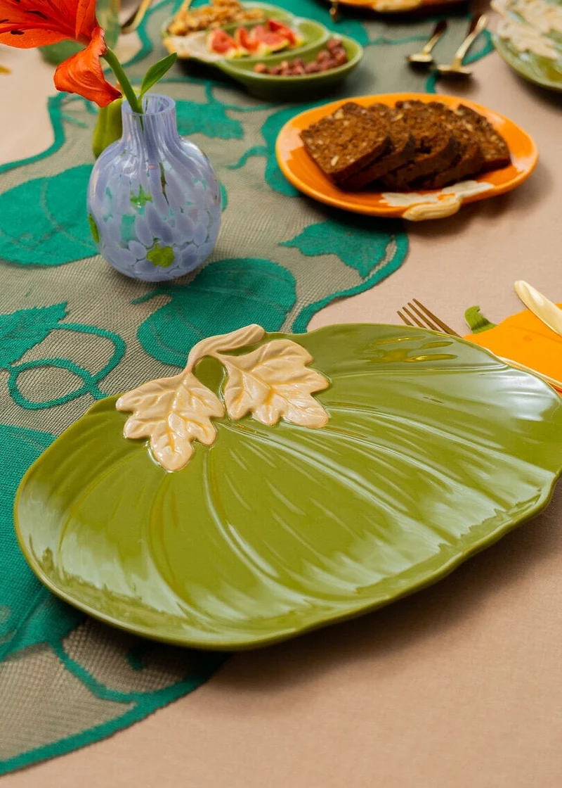 Green pumpkin serving plate - 33 cm