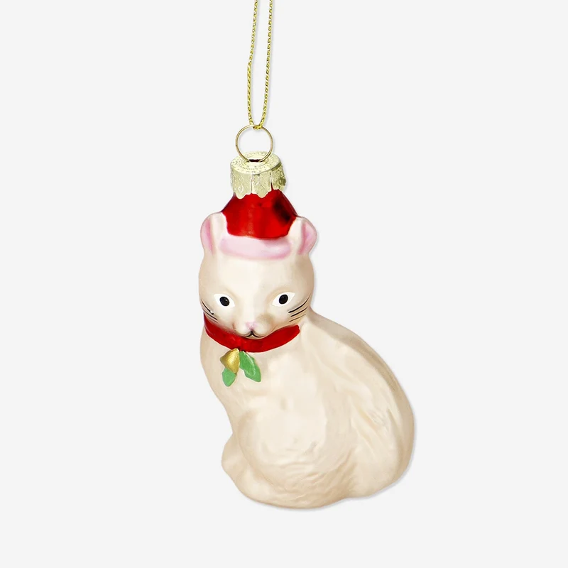 Christmas bauble - Cat with Santa hat
