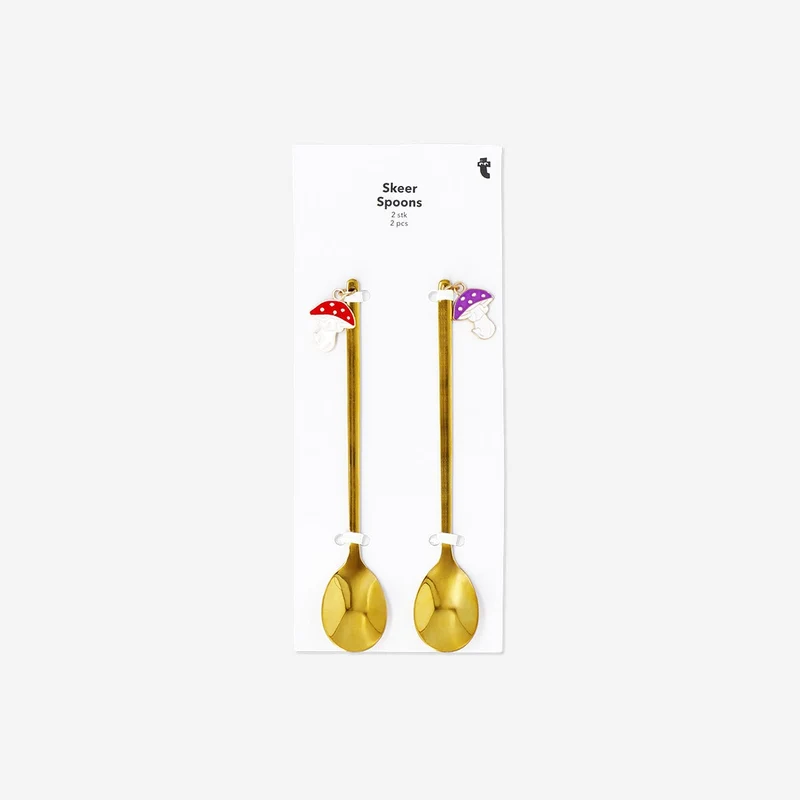 Gold dessert spoons with mushrooms - 2 pcs