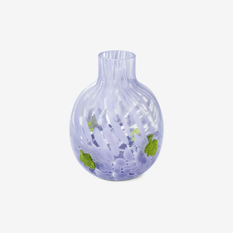 Vase with purple dots and leaves - 12 cm