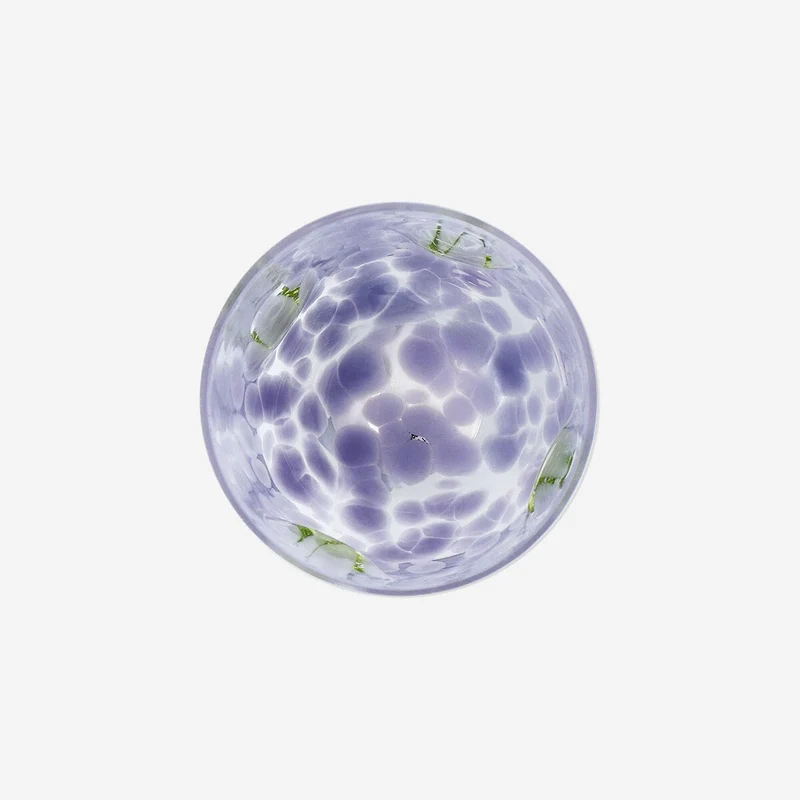 Drinking glass with purple dots and leaves - 320 ml