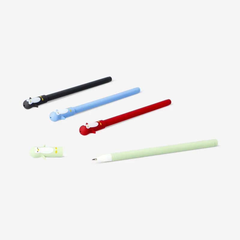 Gel ink pens with penguin toppers - 4 pcs