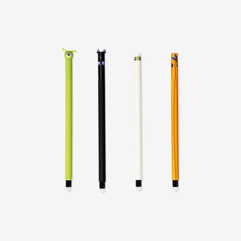 Glow in the dark erasable pens with little monsters - 4 pcs