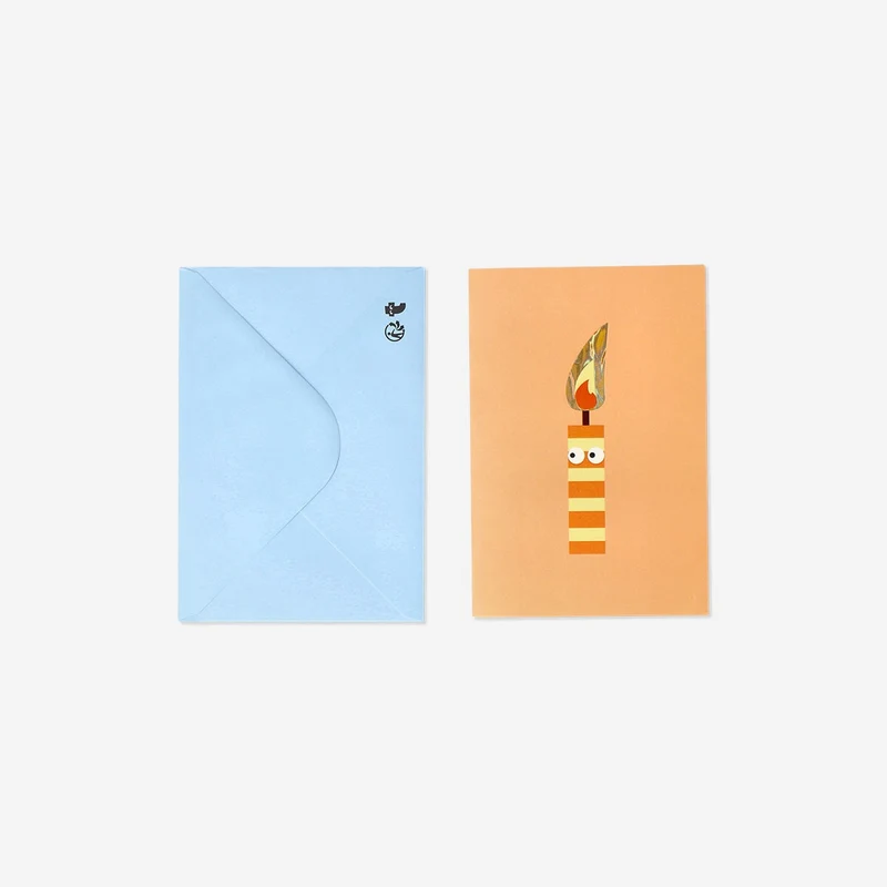 Greetings card with burning candle