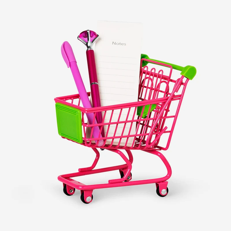 Pink and green mini shopping cart