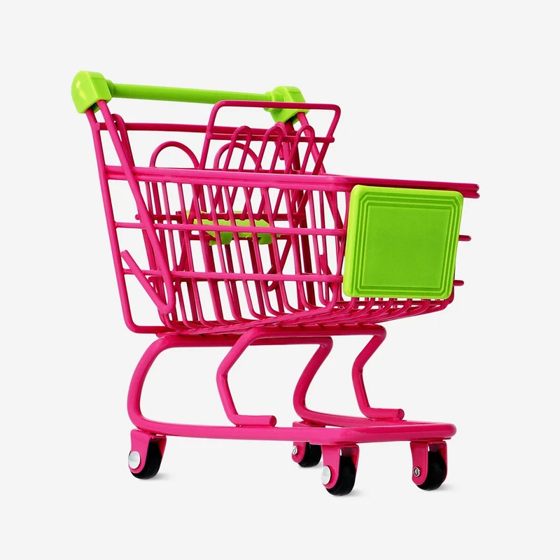 Pink and green mini shopping cart