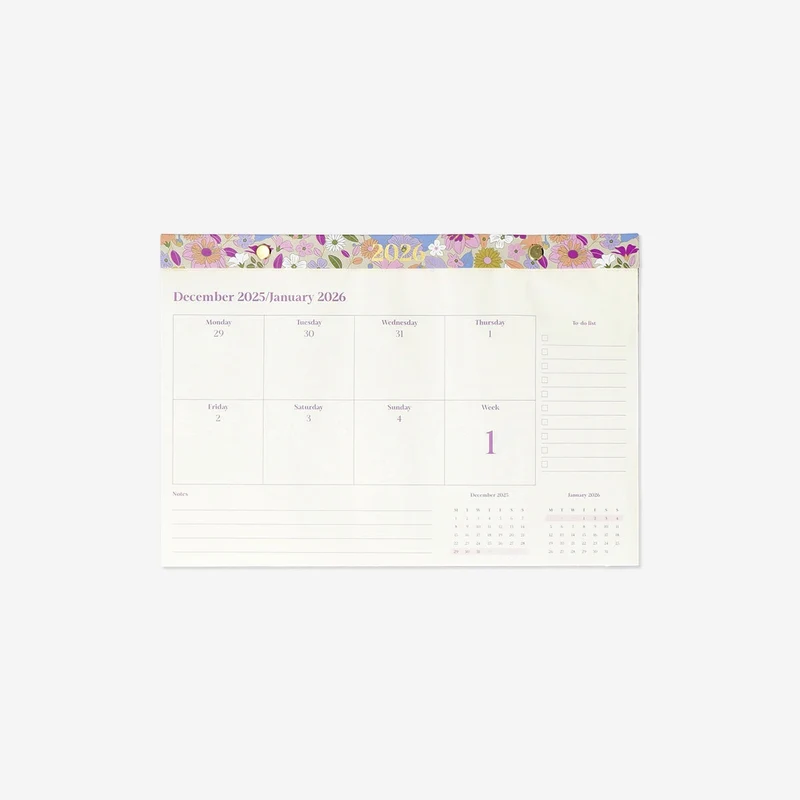 Floral weekly planner - English