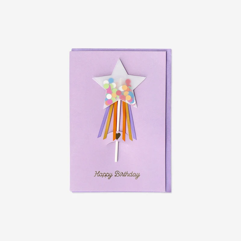 Birthday card with star wand