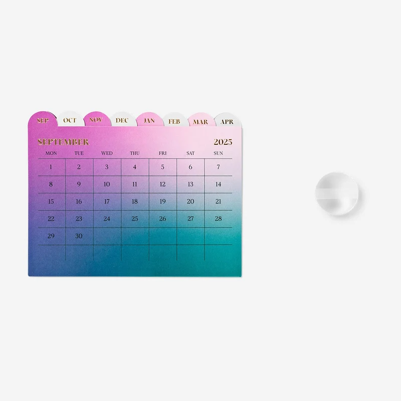 Desk calendar Sept. 2025 to 2026 - English