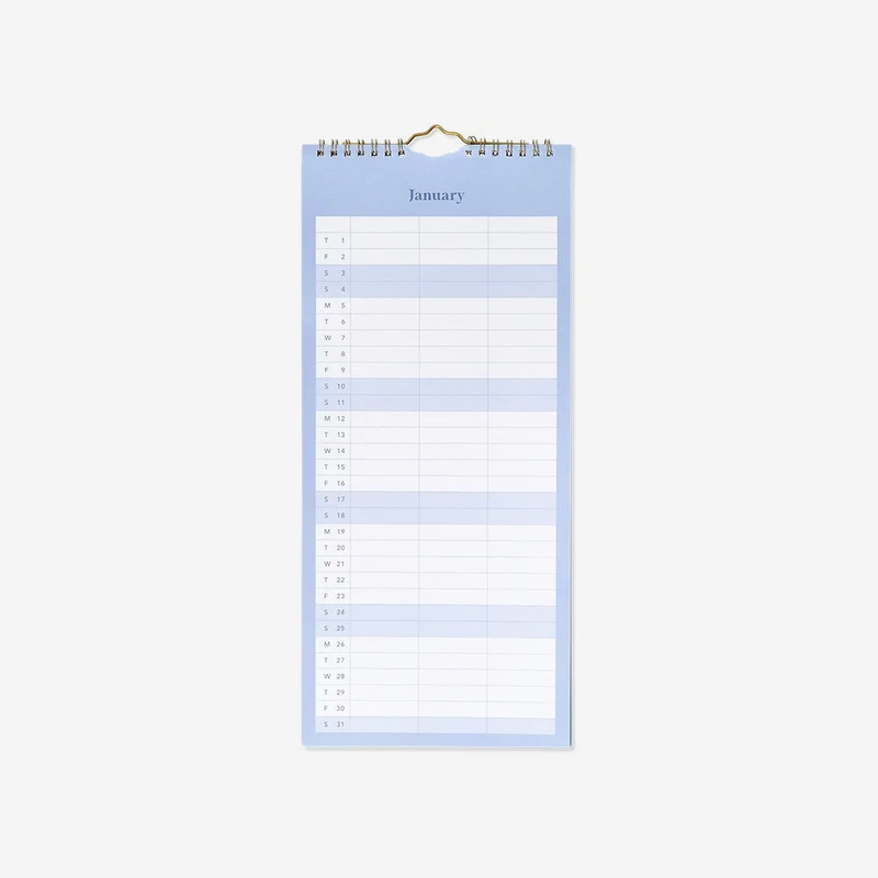 Monthly calendar for hanging with stickers - English