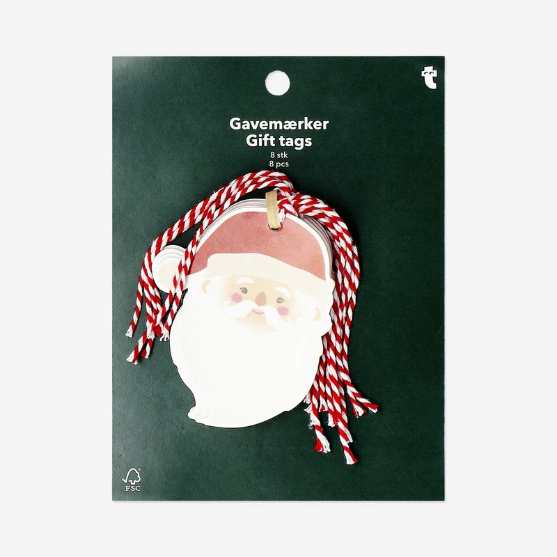 Santa face gift tags - 8 pcs
