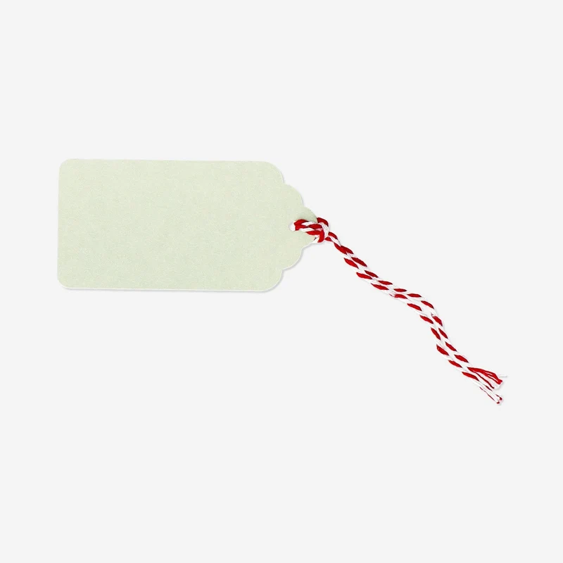 Gift tags with red and white string - 12 pcs