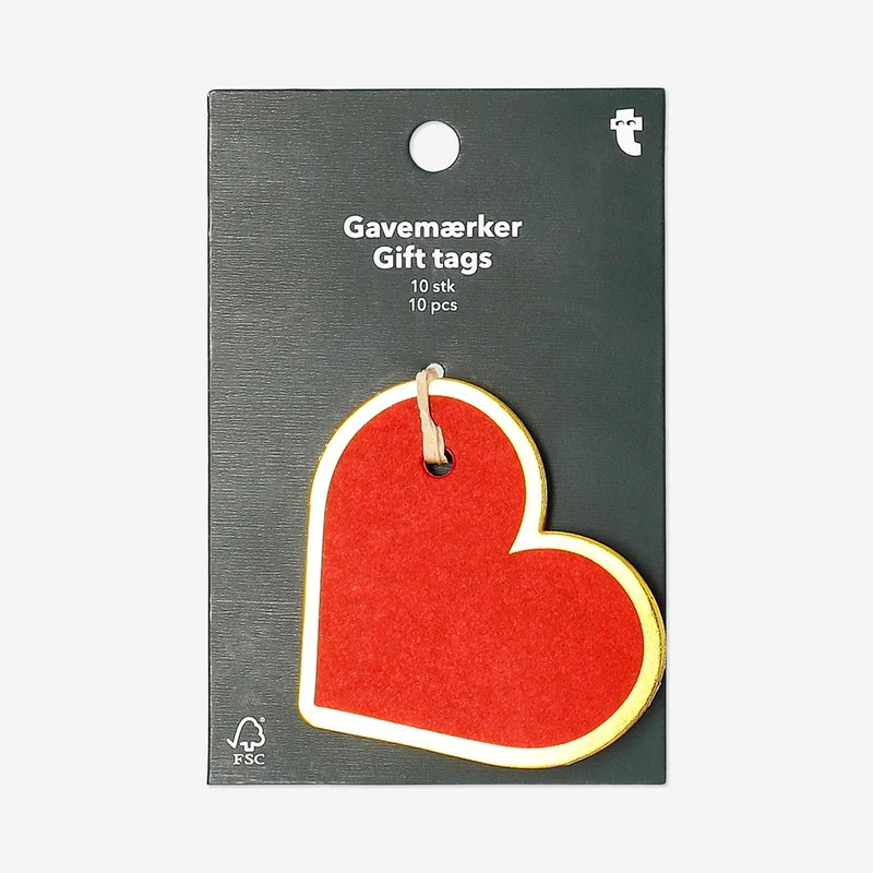 Red heart gift tags - 10 pcs