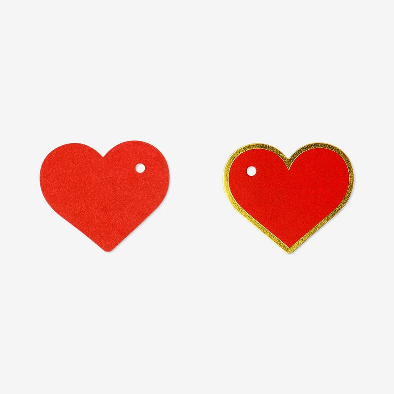 Red heart gift tags - 10 pcs