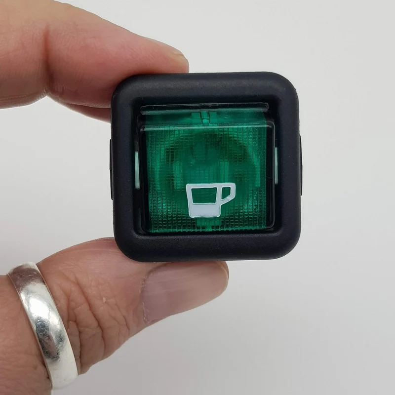 Interruttore unipolare luminoso verde per Saeco 25x25mm 3 contatti