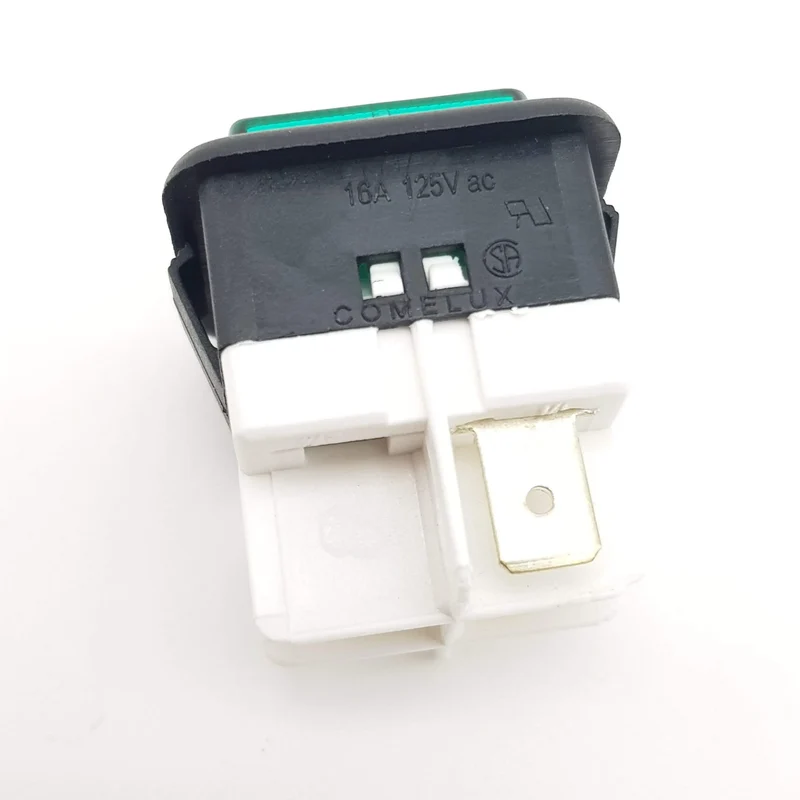 Interruttore unipolare luminoso verde per Saeco 25x25mm 3 contatti