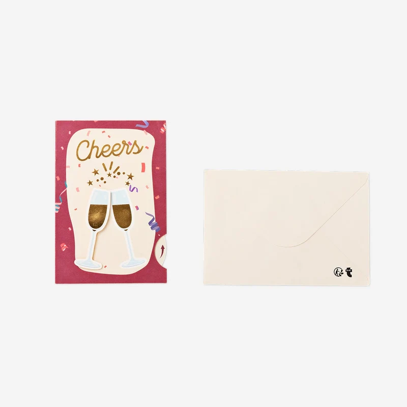 Greetings card with champagne glasses
