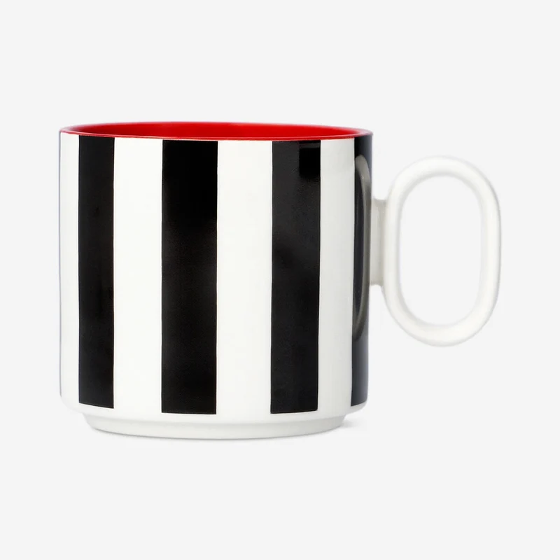 Stripy mug with red colour inside - 300 ml