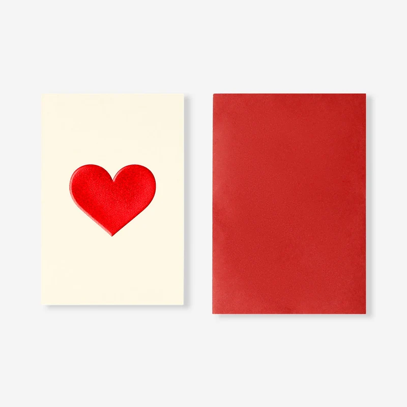 Greetings cards - Red hearts - 5 pcs