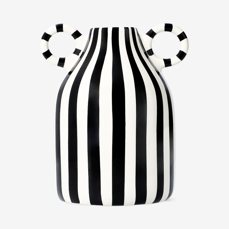 Vase with black and white stripes - 16 cm
