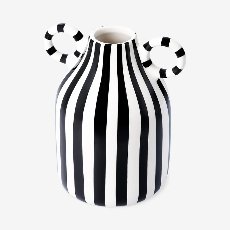 Vase with black and white stripes - 16 cm