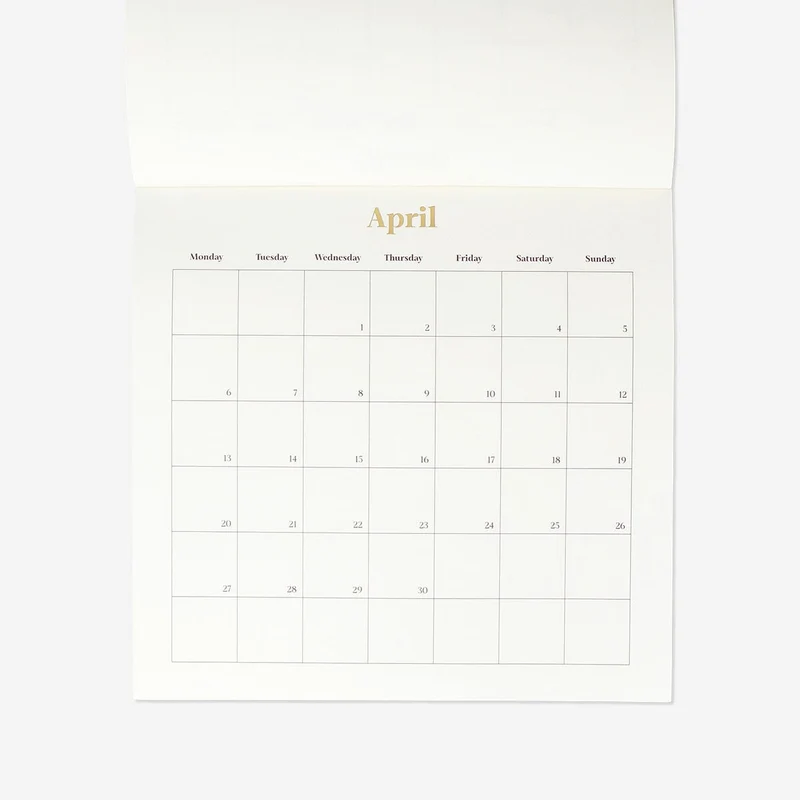 Wooden monthly calendar for hanging 2026 - English