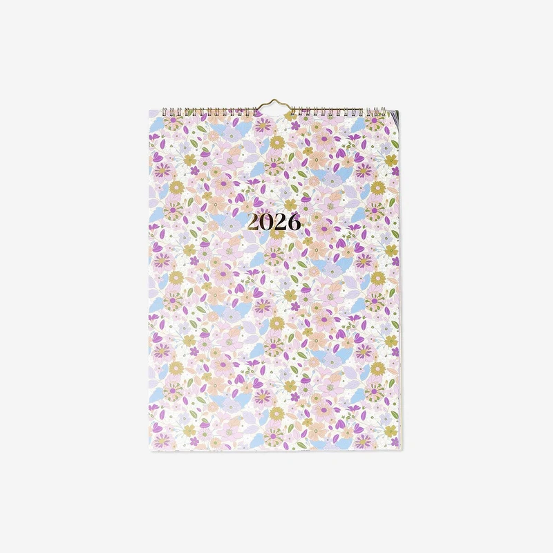 Floral monthly calendar for hanging - English
