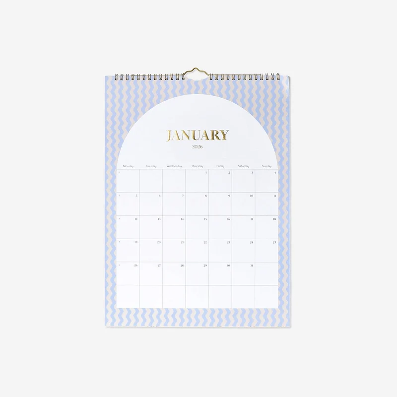 Floral monthly calendar for hanging - English