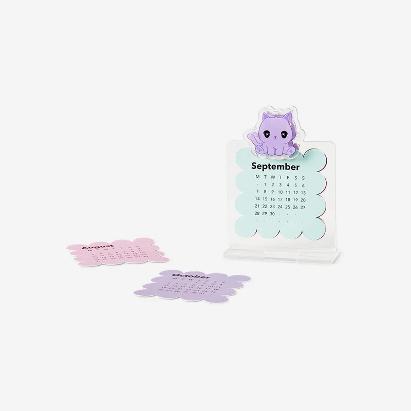 Monthly calendar with cat clip