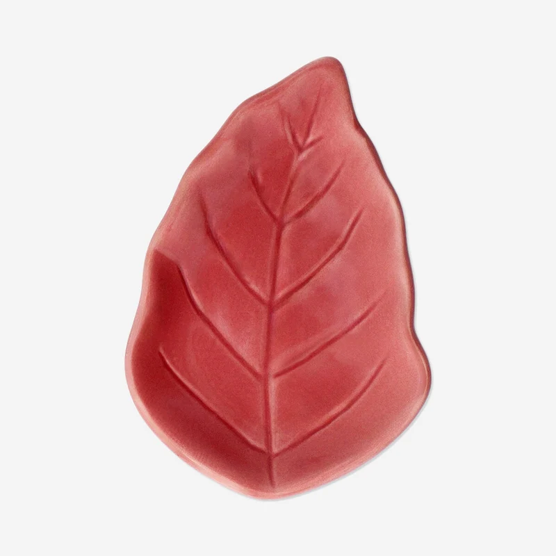 Pink leaf trinket tray - 13 cm
