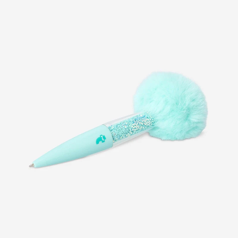 Turquoise ballpoint pen with plush top
