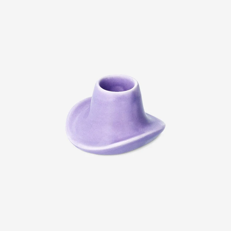 Purple cowboy hat candle holder
