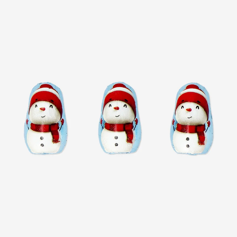 Chocolate snowmen with milk filling