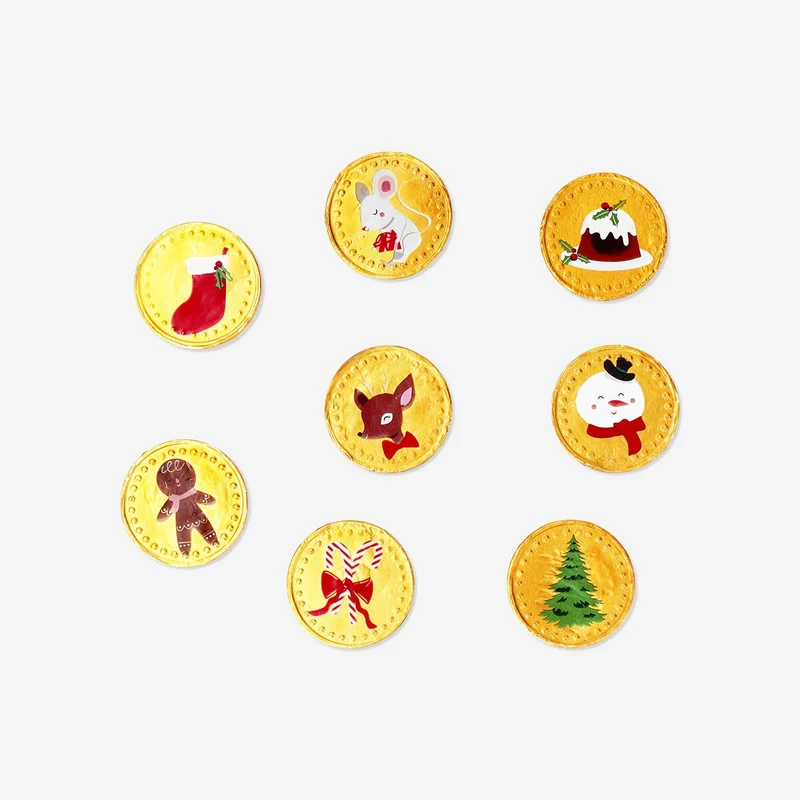 Christmas chocolate coins in net