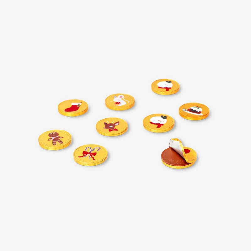 Christmas chocolate coins in net